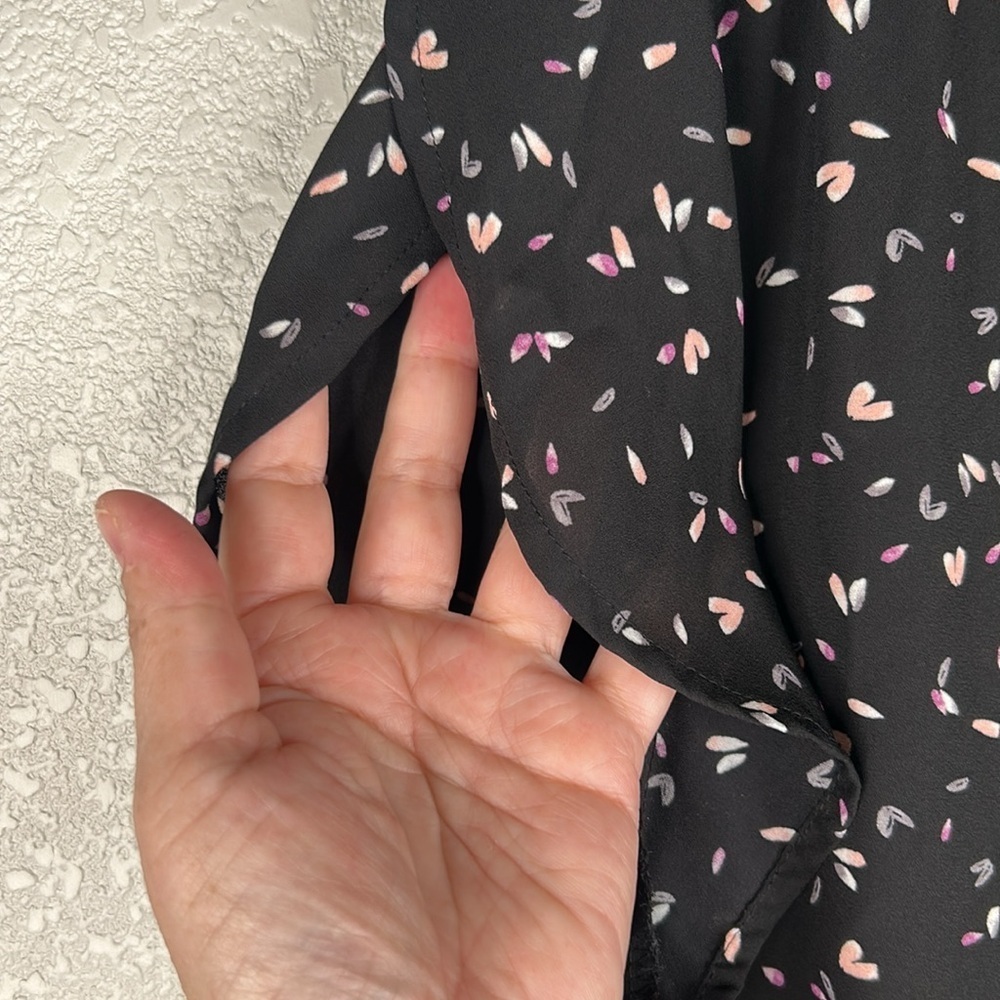 Croft & Barrow Black Floral Short Sleeve Flowy Career Casual Top Size XXL - Picture 3 of 7